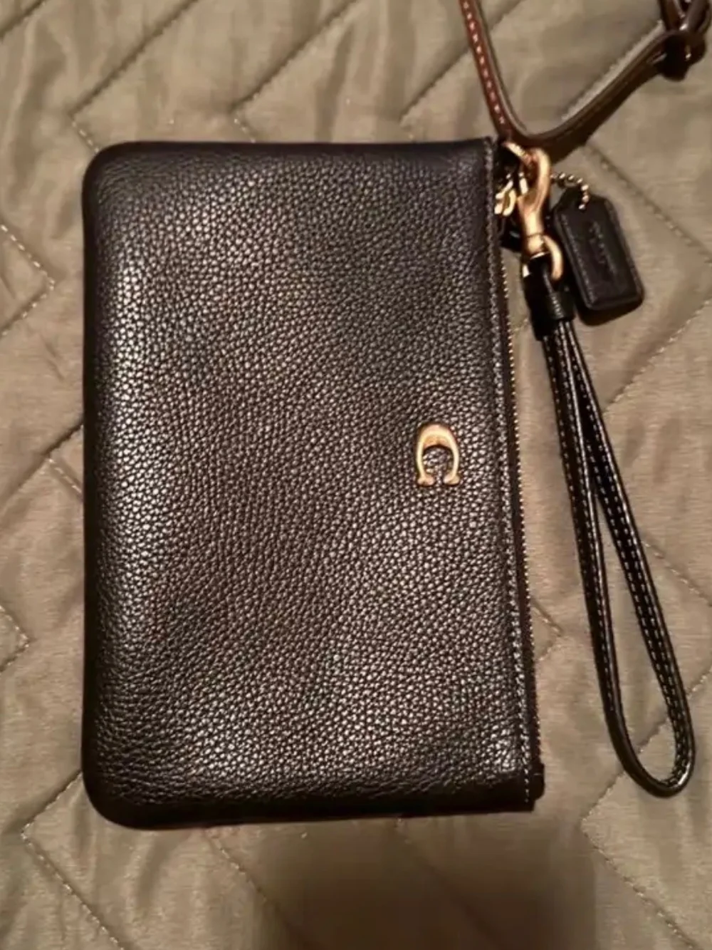 Leather Wristlet Phone Case - Black